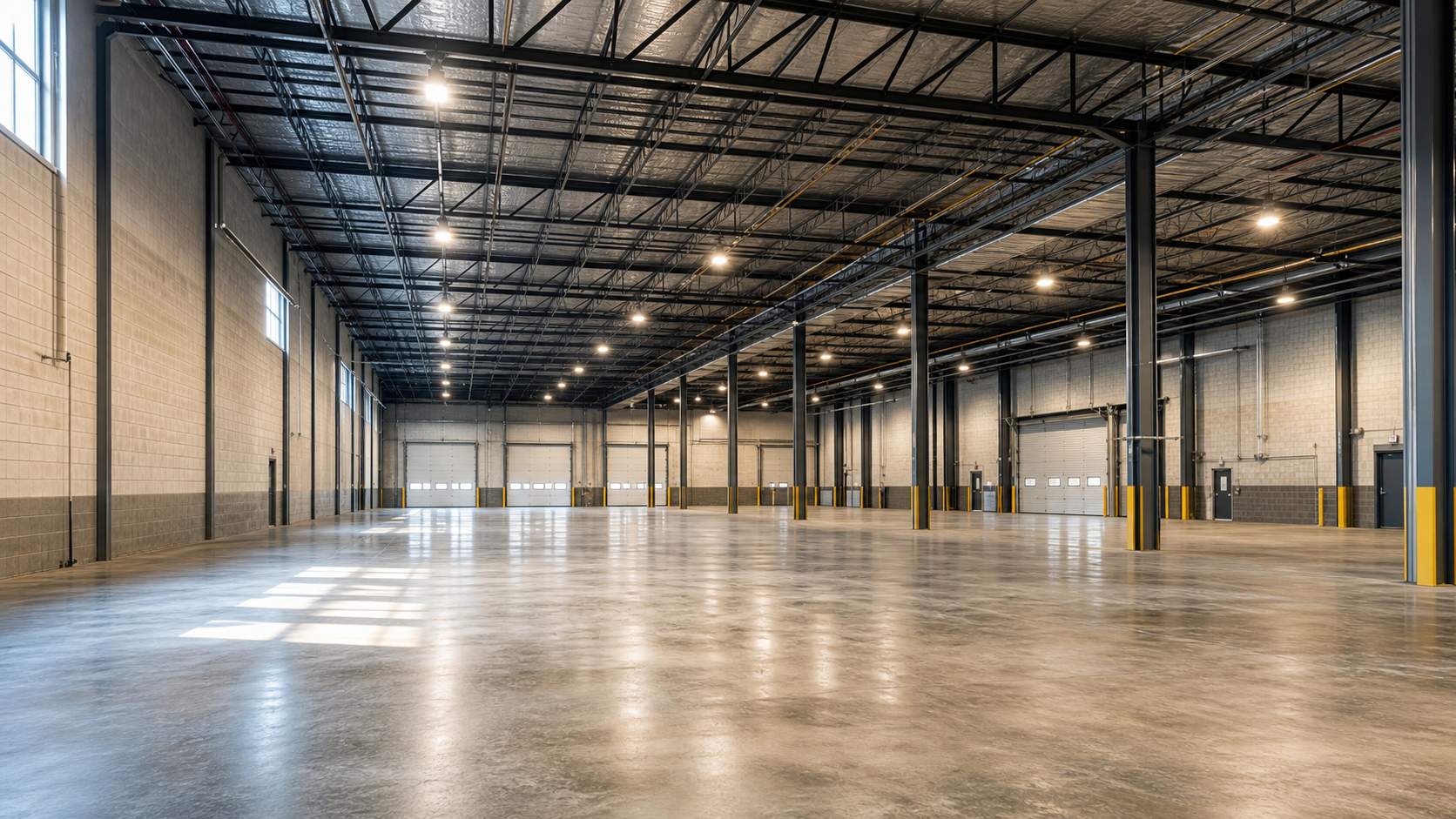 Clean open warehouse interior concept